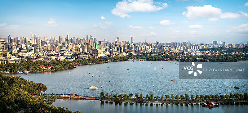杭州西湖城市景观航拍照片图片素材
