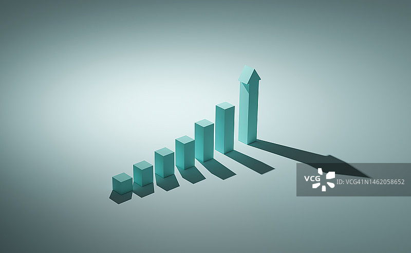 增长图概念，3D渲染图片素材