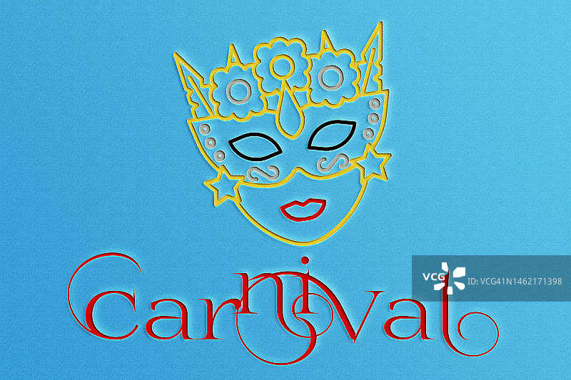 带有文字复制空间的嘉年华剪纸效果贺卡图片素材