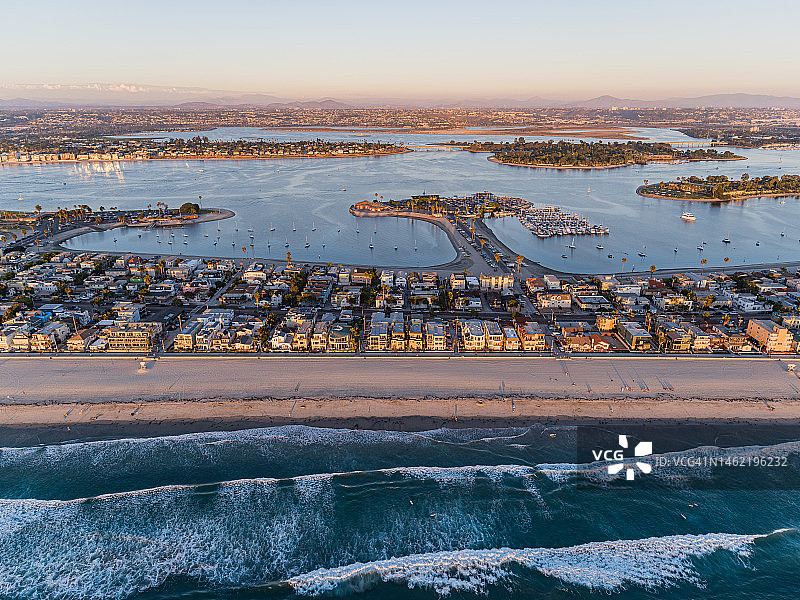 圣地亚哥米慎湾海滩航拍图片素材