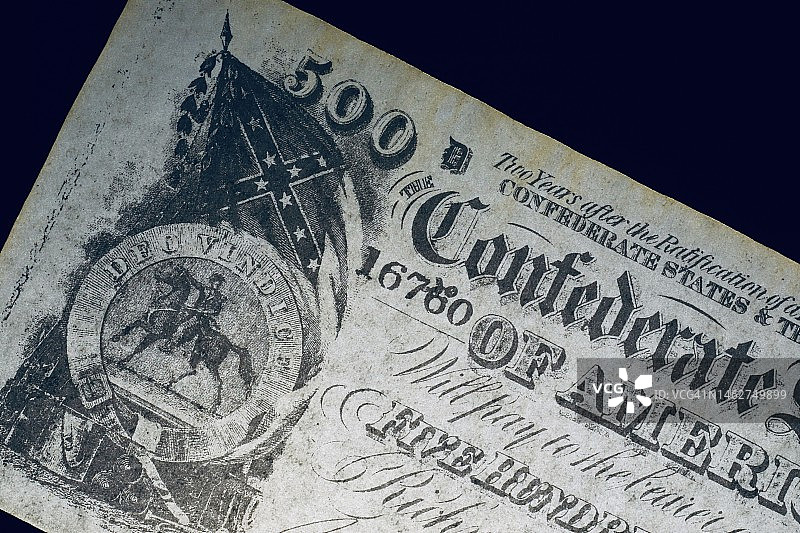 美利坚联盟国货币 - 美国内战 - 奴隶制图片素材