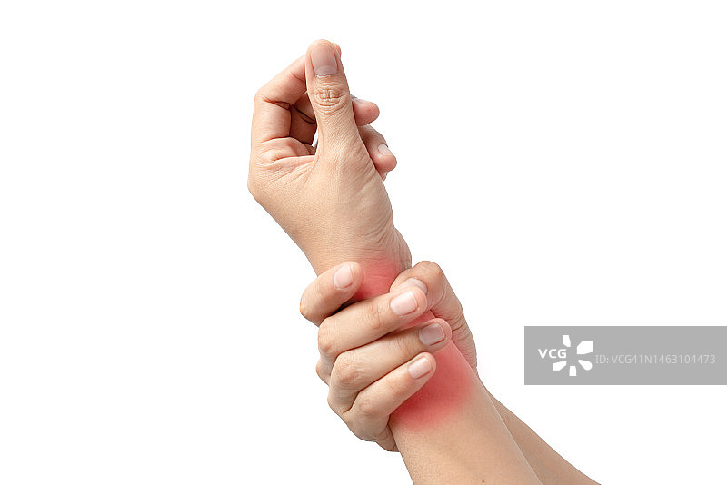 女人的手腕疼痛，女性手扶手腕疼痛处图片素材