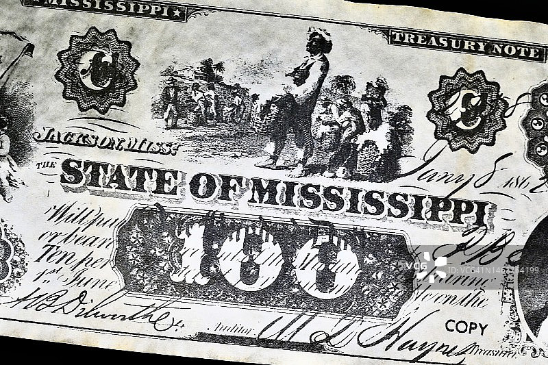 早期美国货币 - 南方邦联的奴隶货币图片素材
