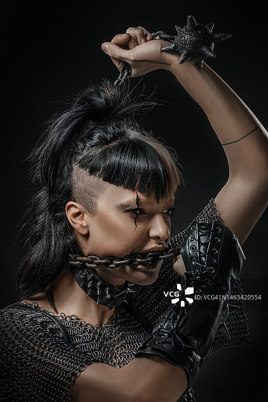 美丽的棕发维京女战士图片素材