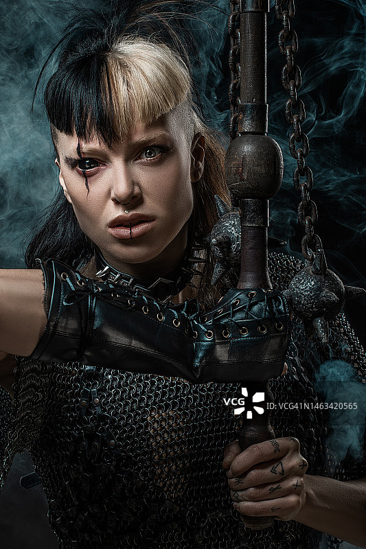 美丽的棕发维京女战士图片素材