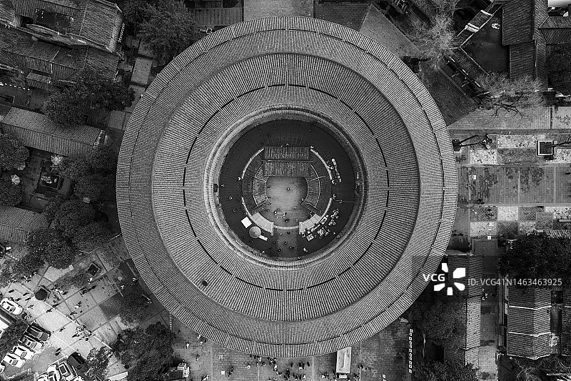 俯瞰四川成都的客家圆形建筑图片素材