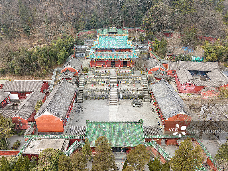 武当山紫霄宫建筑群航拍照片图片素材