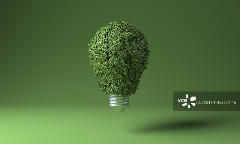 彩色背景下的绿植灯泡图片素材