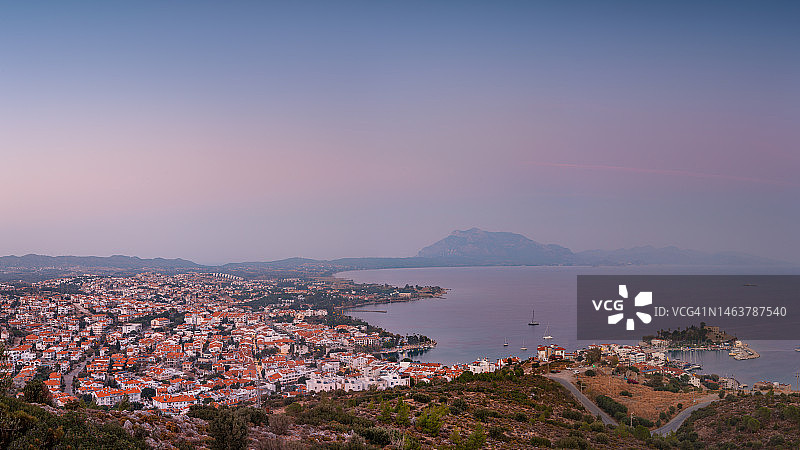 地中海达特恰海滨小镇日落景观图片素材