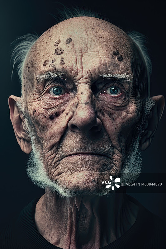 美国加利福尼亚州圣何塞老年男子黑色背景特写图片素材