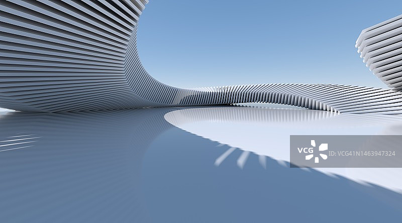 抽象的混凝土建筑背景。三维渲染图片素材