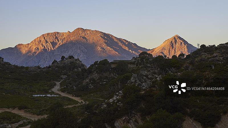 卡勒吉小屋，萨马利亚峡谷，克里特岛晨光图片素材