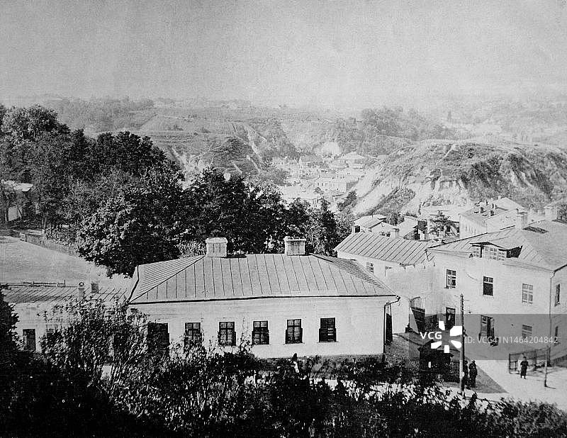 基辅圣安德烈山老照片，乌克兰，1884年，19世纪修复版图片素材