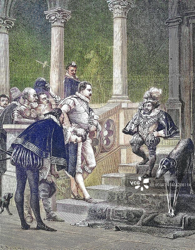 1868沙龙：讽刺，国王的宠臣，法国，历史，19世纪原版数字修复复制品，确切的原始日期未知图片素材