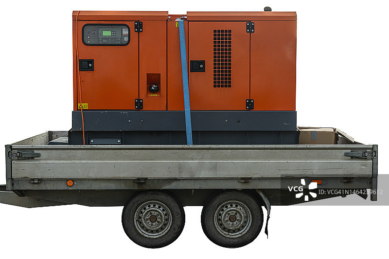 拖车上的橙色柴油发电机图片素材