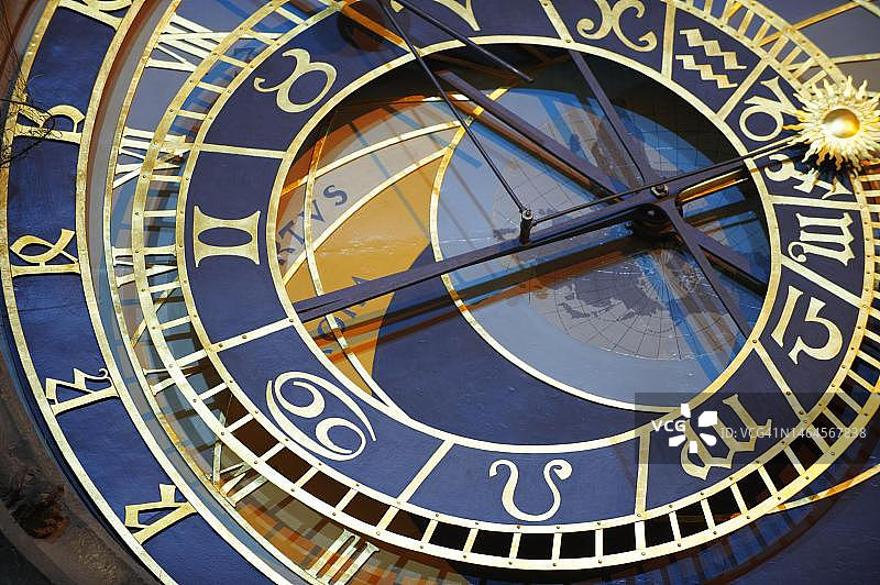 捷克布拉格老市政厅的时钟图片素材