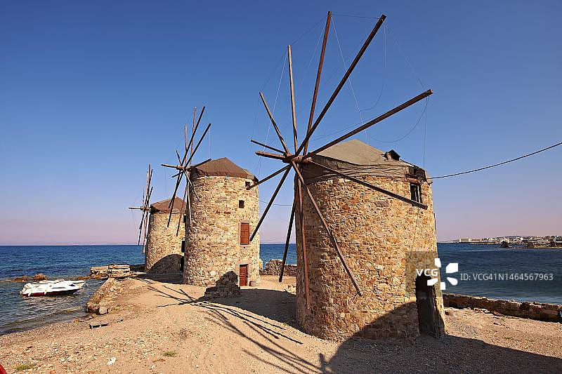 希腊希俄斯岛乔拉风车图片素材