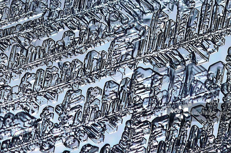 冰晶结构超放大截面图，德国巴伐利亚伊森塔尔图片素材