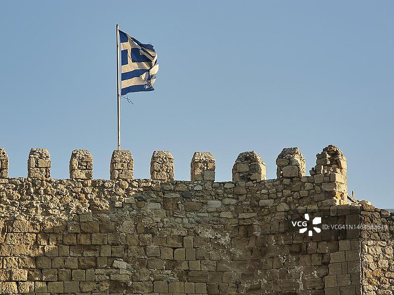 希腊克里特岛伊拉克利翁港口的威尼斯海 крепость图片素材