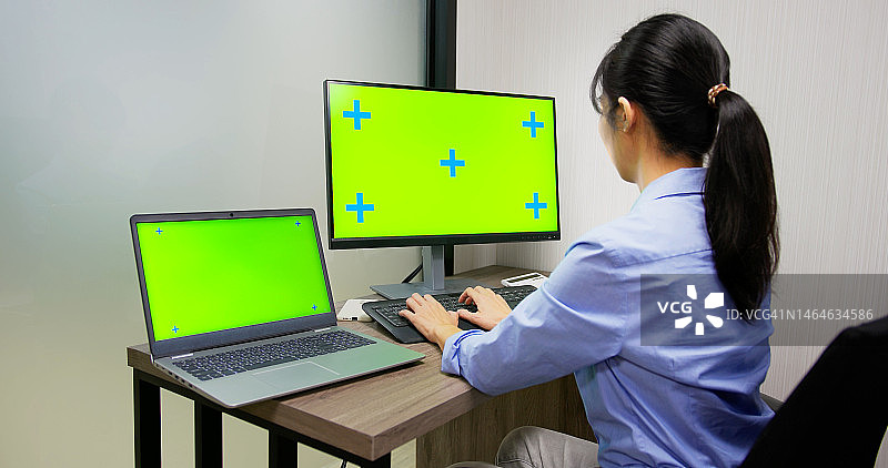 办公室绿色屏幕桌面图片素材