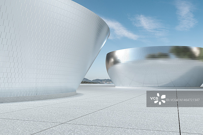 想象的金属建筑，3D渲染图片素材