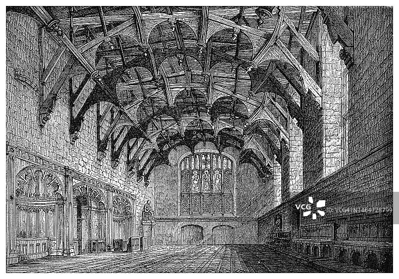 17世纪苏格兰爱丁堡议会大厦古版画插图图片素材
