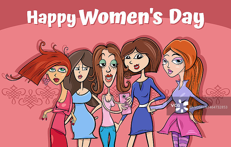卡通女性团体妇女节设计图片素材