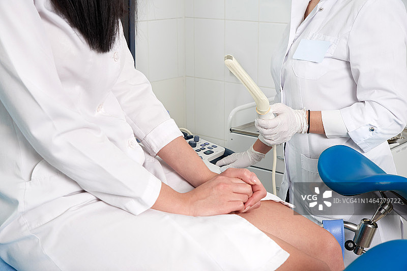 妇科医生准备进行经阴道超声检查图片素材