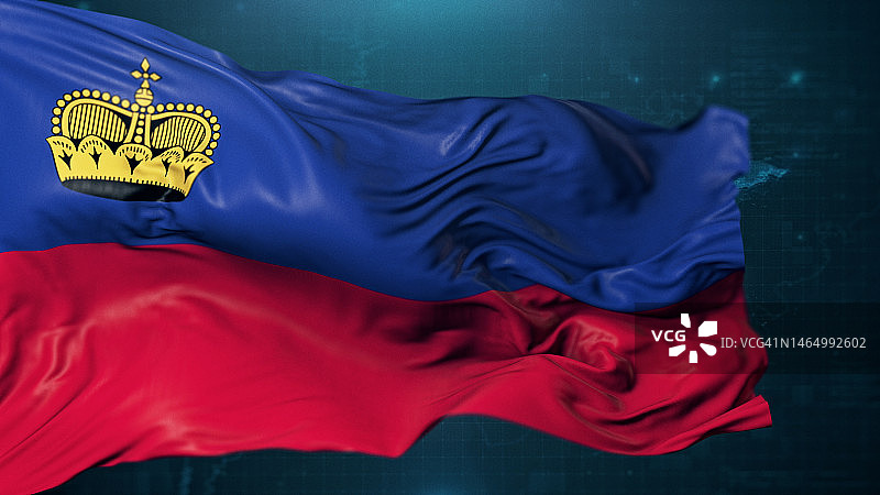 深蓝色背景上的列支敦士登国旗图片素材