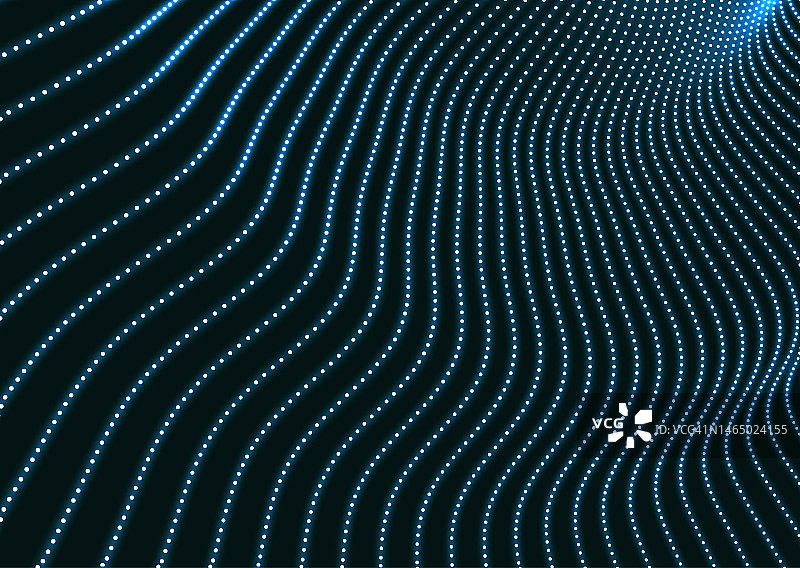 具有动态粒子的阵列，3D未来科技风格抽象背景，纹理发光点矢量图图片素材
