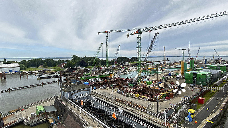 德国基尔运河新船闸建设图片素材