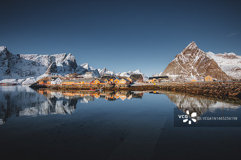 罗弗敦群岛的挪威冬季景观图片素材