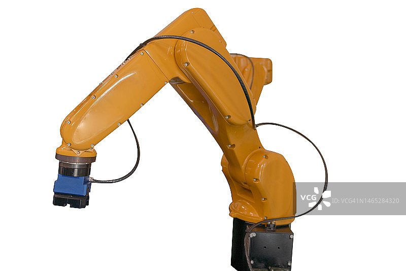 白色背景上的工业机械臂图片素材