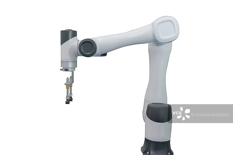 白色背景上的工业机械臂图片素材
