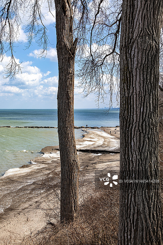 伊利湖的春季解冻图片素材