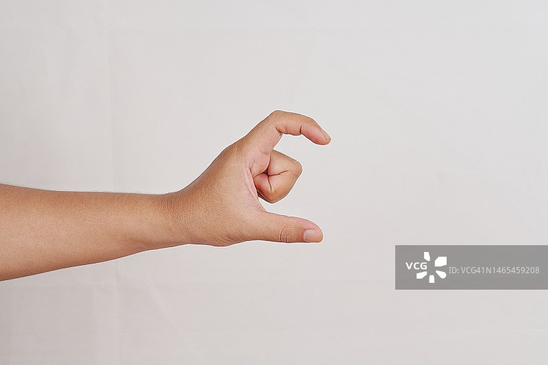 人们拿着空无一物的手，在白色背景上图片素材