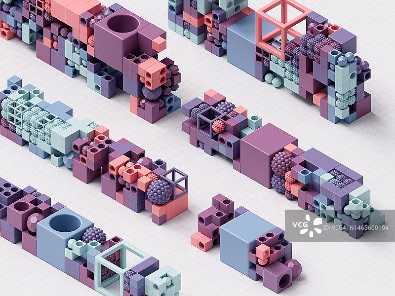 抽象的数据立方体和球体连接图片素材