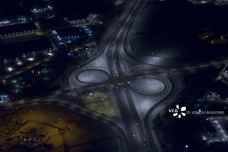 夜间高架立交桥图片素材