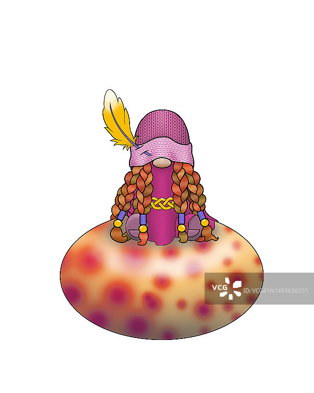 坐在鸡蛋上的女孩地精图片素材