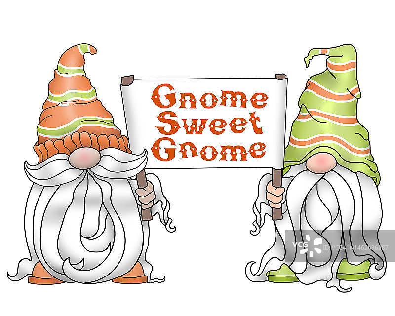 留胡子的侏儒拿着标志图片素材