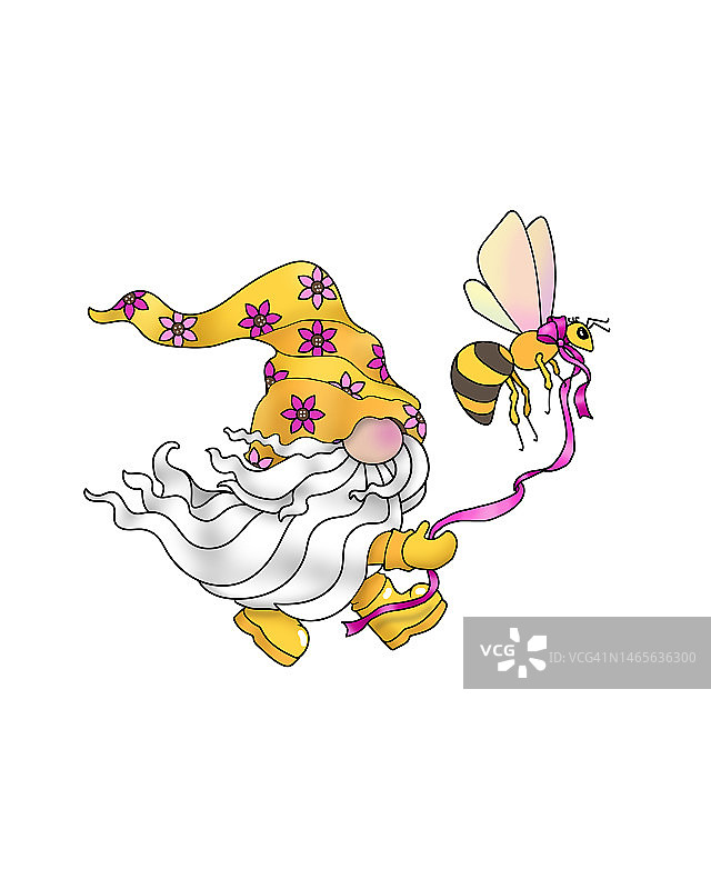 带着蜜蜂的胡子侏儒图片素材