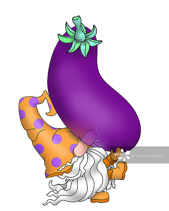 携带茄子的胡须侏儒图片素材