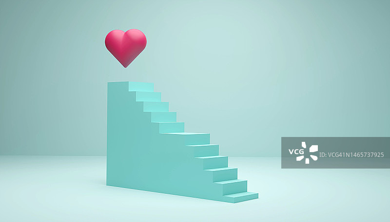 梯子、楼梯与爱，3D概念图图片素材