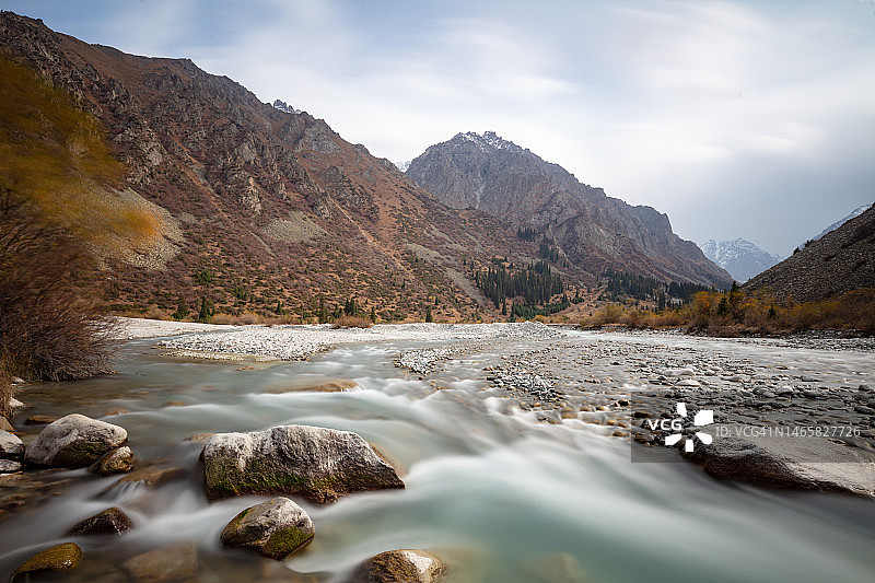 阿拉阿尔恰国家公园的阿拉阿尔恰峡谷，天山山脉，吉尔吉斯斯坦，2019年图片素材