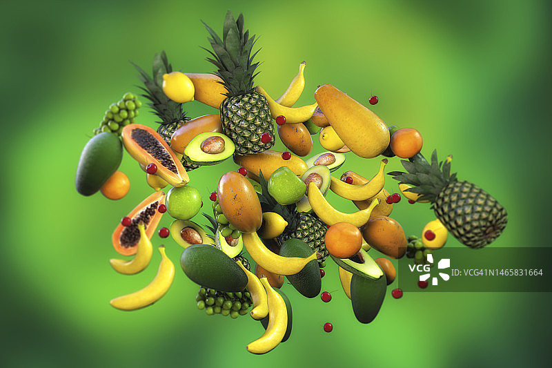 什锦水果插画图片素材