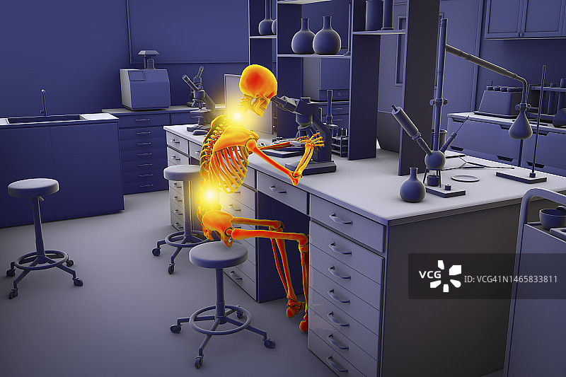 实验室工作人员的肌肉骨骼疾病插图图片素材