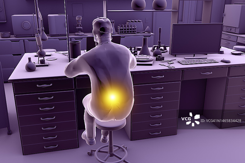 实验室工作人员的肌肉骨骼疾病插图图片素材