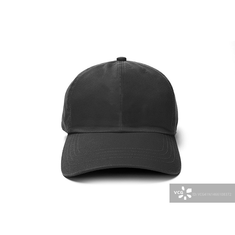 白色背景上的黑色棒球帽模板，可用于品牌推广图片素材