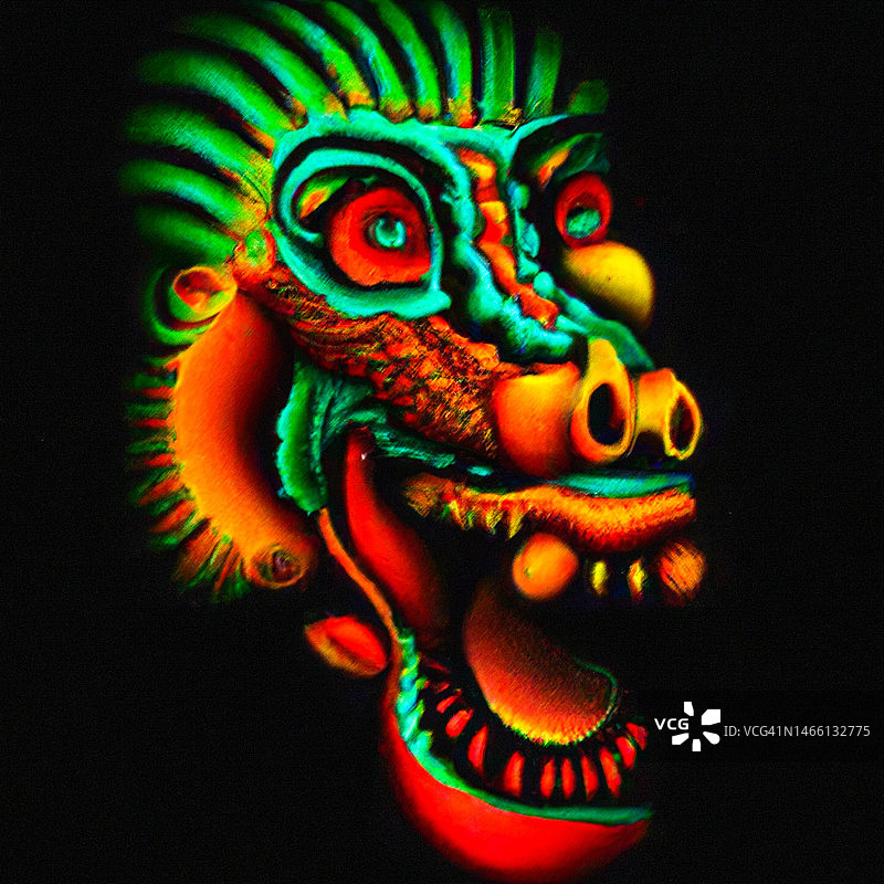 黑色背景上的光 illuminated 龙图片素材