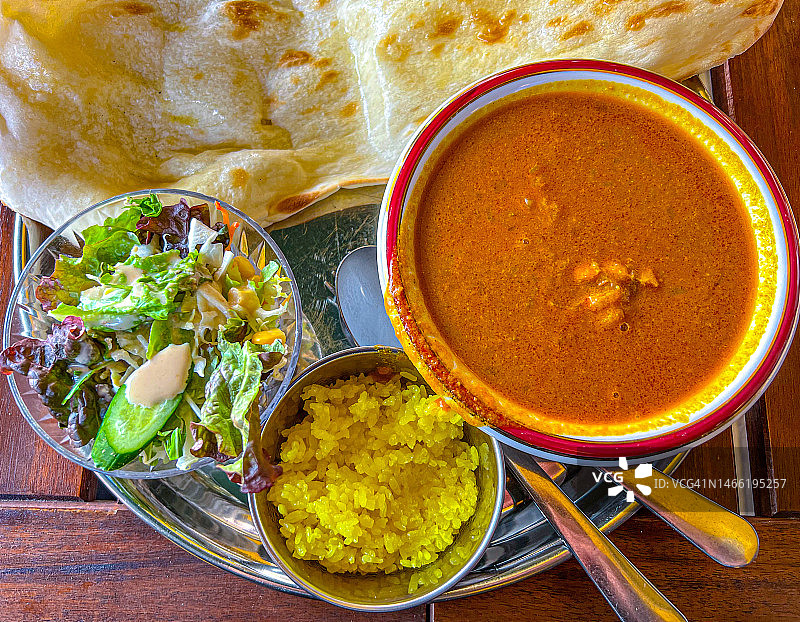 印度/尼泊尔竹笋鸡肉咖喱午餐图片素材